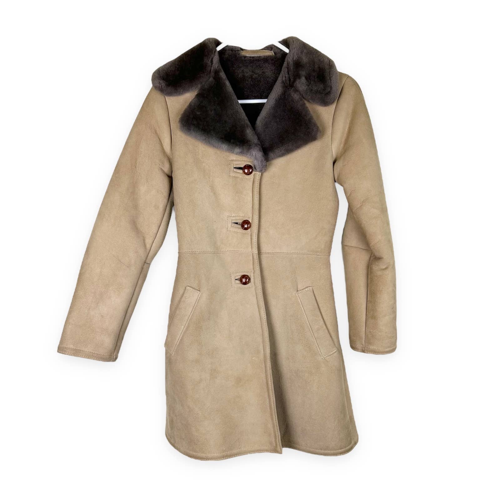Vintage 90s Suede Leather Peacoat Size Xs